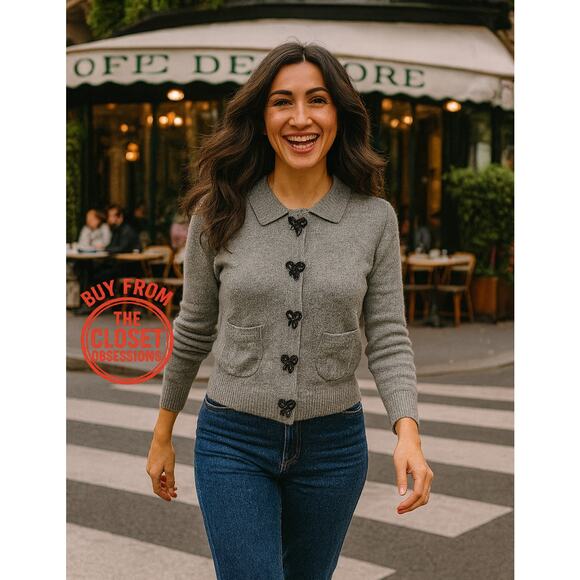 RARE!!! ZARA Gray Embellished Knit Top NWT - Picture 3 of 16